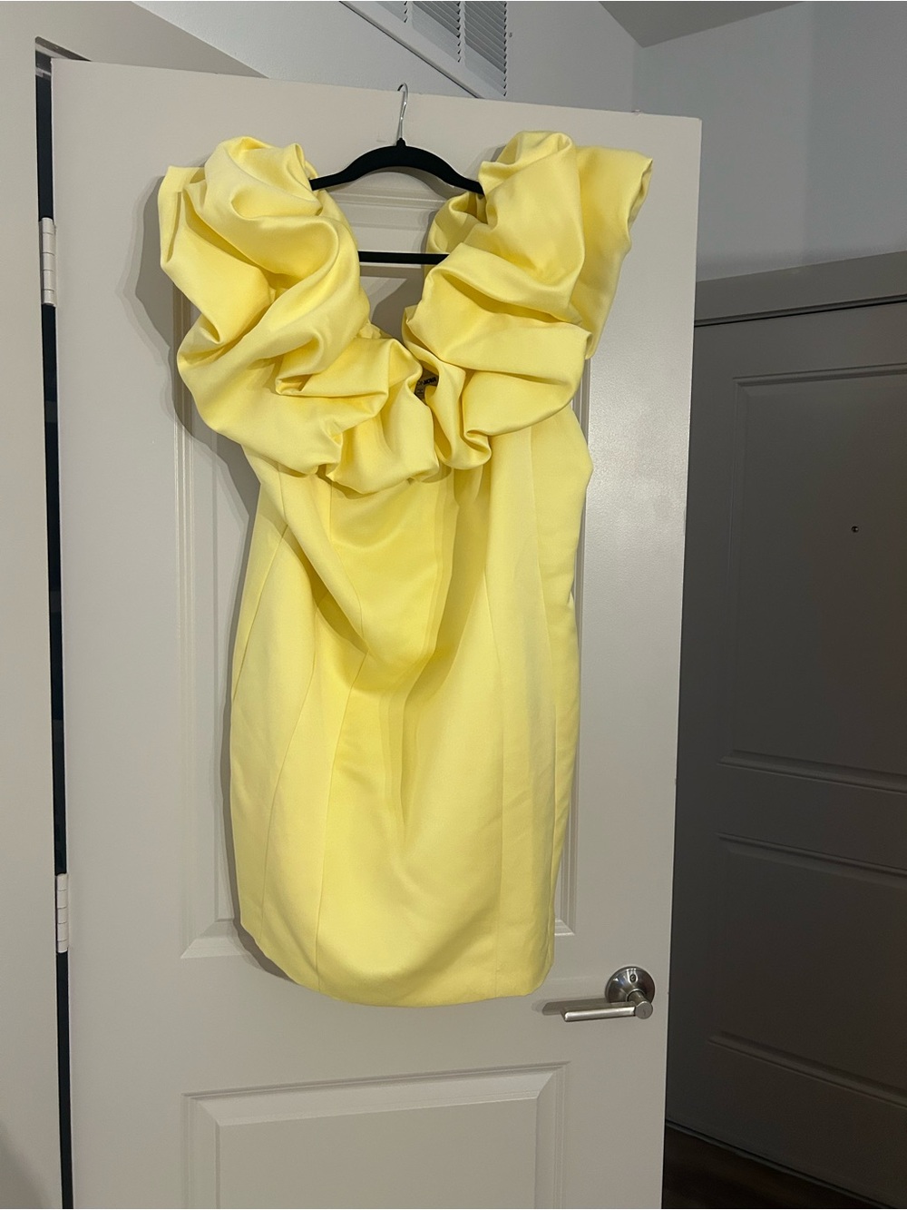 Fashion Nova Bright Yellow Ruffle-Trim Mini Dress
